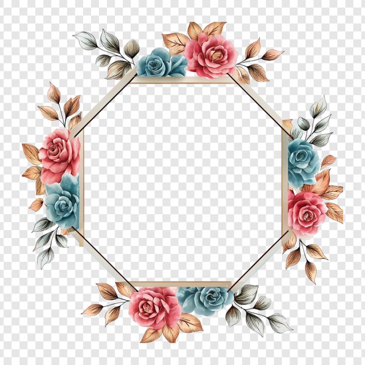 PSD elegante cornice floreale con rose e foglie