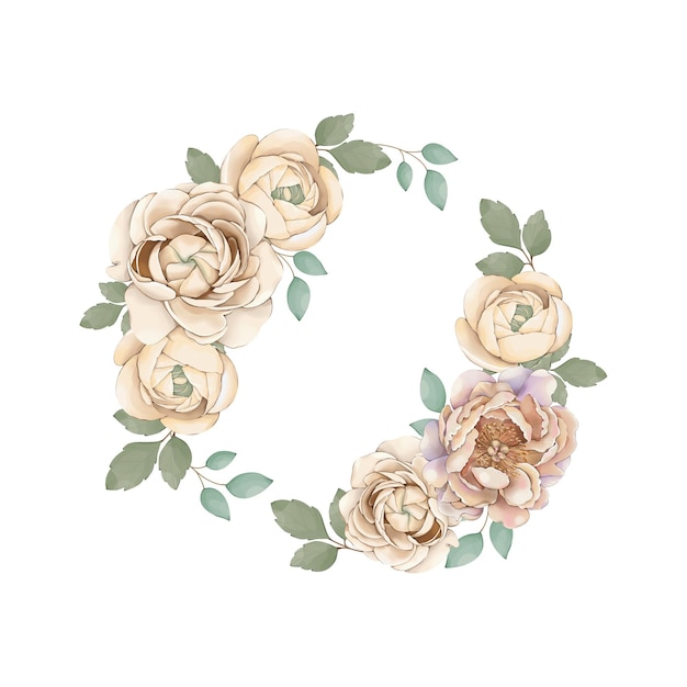 Elegante coroa floral a aquarela