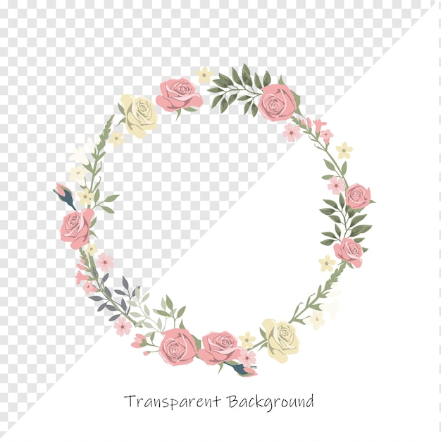 Elegante corona floral con rosas rosas y amarillas