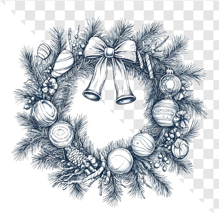 PSD elegante corona de navidad decoración festiva de vacaciones saludos de la temporada alegre