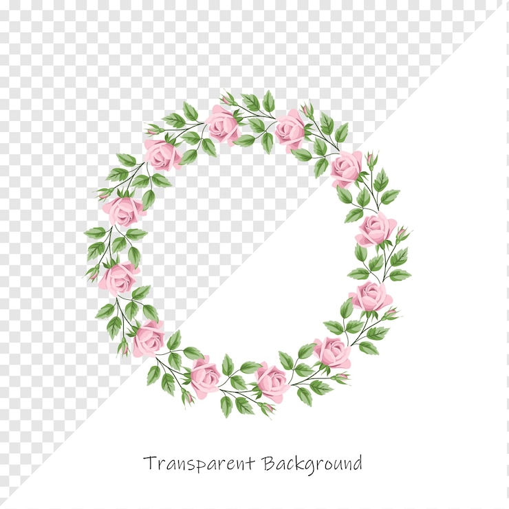PSD elegante corona de rosas rosas para invitaciones y saludos