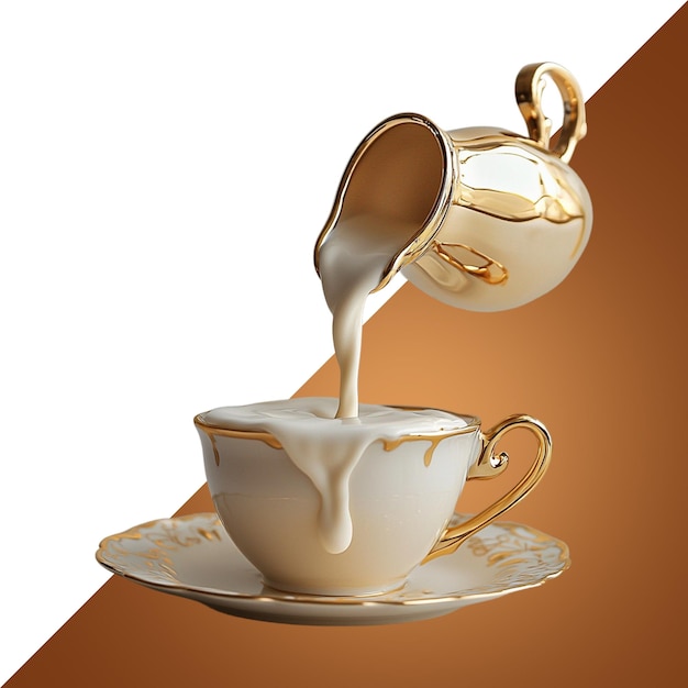Elegante Creme in eine Teetasse gießen