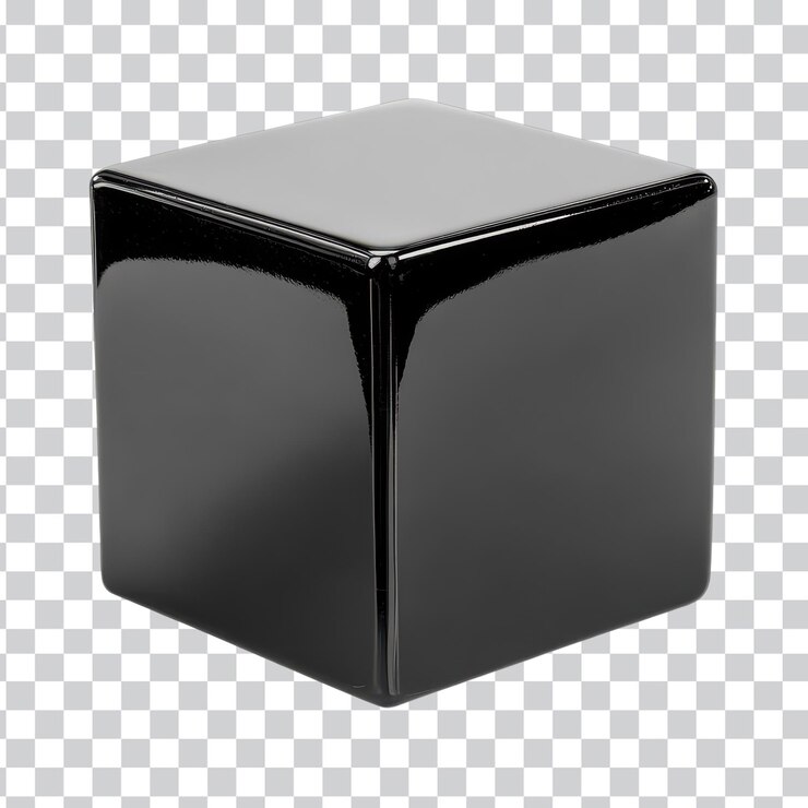 PSD elegante cubo negro aislado en fondo blanco fondo transparente