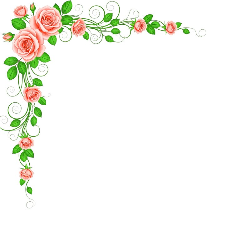 PSD elegante decoração floral de canto com rosas cor-de-rosa