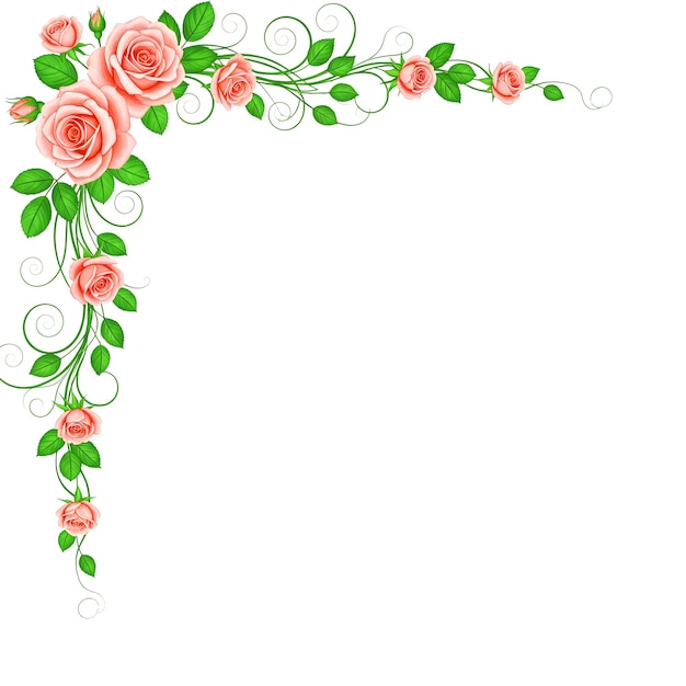 Elegante decoración floral en la esquina con rosas rosas