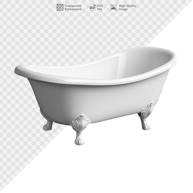 Elegante desenho de banheira vintage em fundo transparente