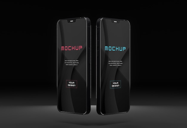 Elegante design mock-up per smartphone scuro lucido