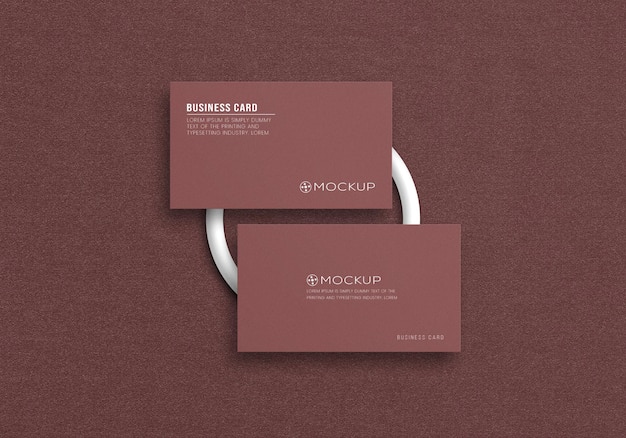 Elegante design mockup per biglietti da visita con vista dall'alto