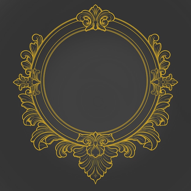 Elegante disegno di telaio rotondo ornato d'oro