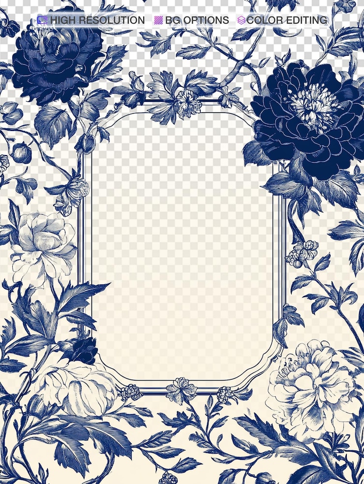 PSD elegante diseño de etiquetas de chinoisería con patrones florales y pergaminos