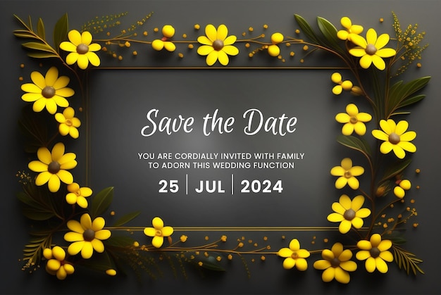Elegante diseño de invitaciones florales para eventos especiales invitación de bodas de flores amarillas vibrantes