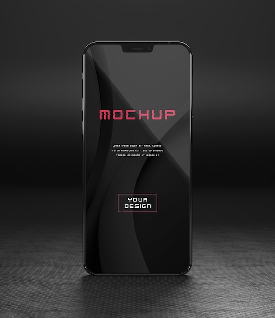 Elegante diseño de maqueta de smartphone oscuro brillante