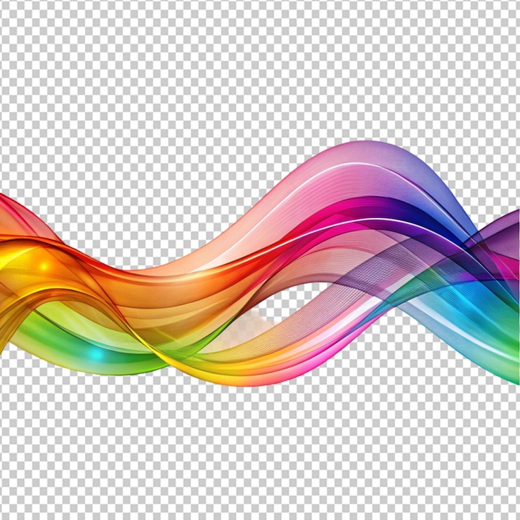 PSD elegante diseño de ondas coloridas sobre un fondo transparente