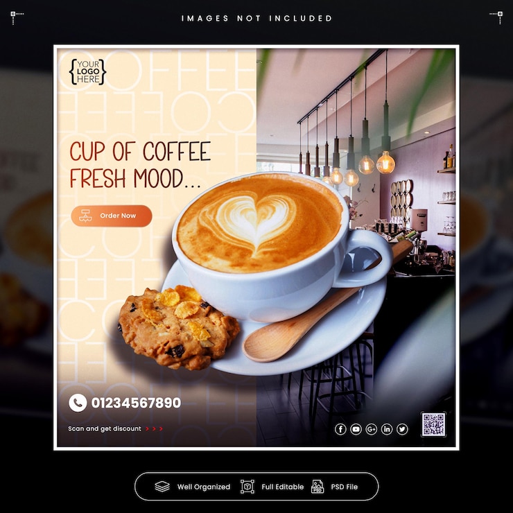 PSD elegante diseño de publicaciones en redes sociales para su marca