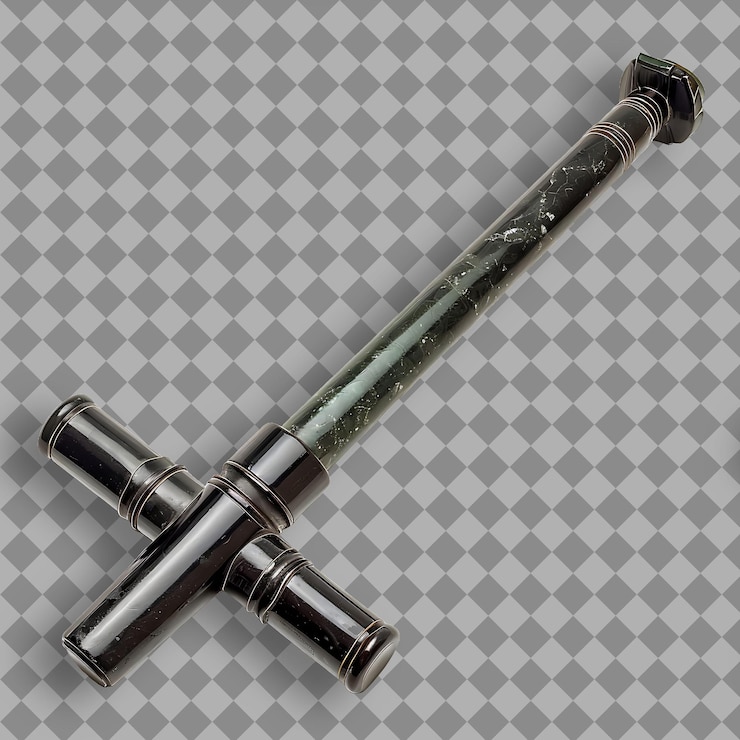 PSD elegante ébano manejado tonfa incrustado con jade y diseñado para png activo de juego en fondo limpio
