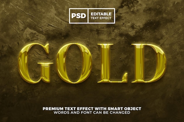 PSD elegante efecto de texto editable 3d de lujo de oro líquido