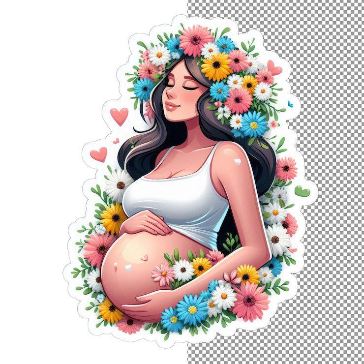 PSD elegante y elegante pegatina de maternidad