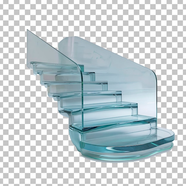 PSD elegante escalera en espiral de vidrio aislada sobre un fondo transparente