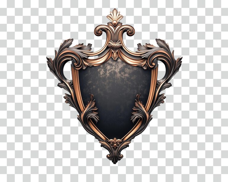 PSD elegante escudo ornamentado con diseño floral