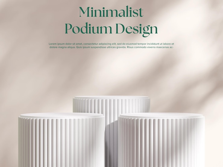 PSD elegante esposizione di prodotti su un podio cilindrico con ombre