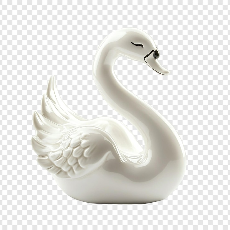PSD elegante estatuilla de cisne de porcelana