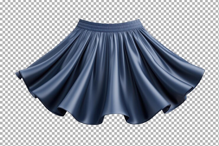 PSD elegante falda azul marino con un acabado liso mostrada contra un fondo blanco