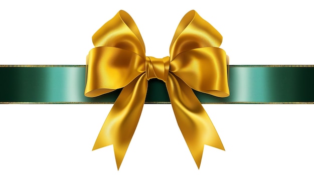 Elegante fita dourada com fita verde PSD transparente