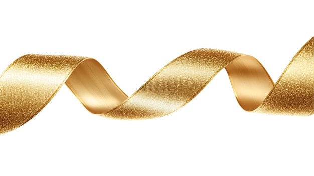 Elegante fita dourada com textura cintilante e curvas fluidas