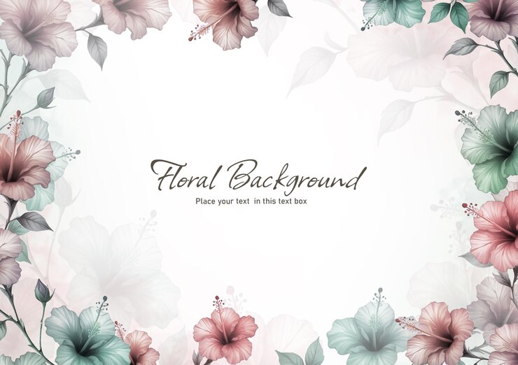 PSD elegante fondo floral en acuarela con flores de hibisco