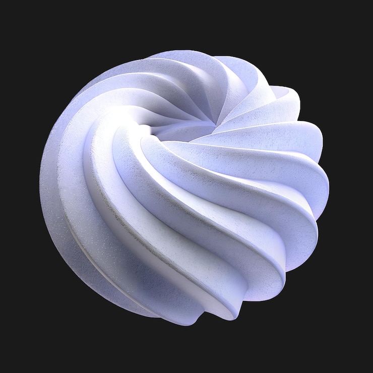 PSD elegante forma a vortice astratta in rendering 3d