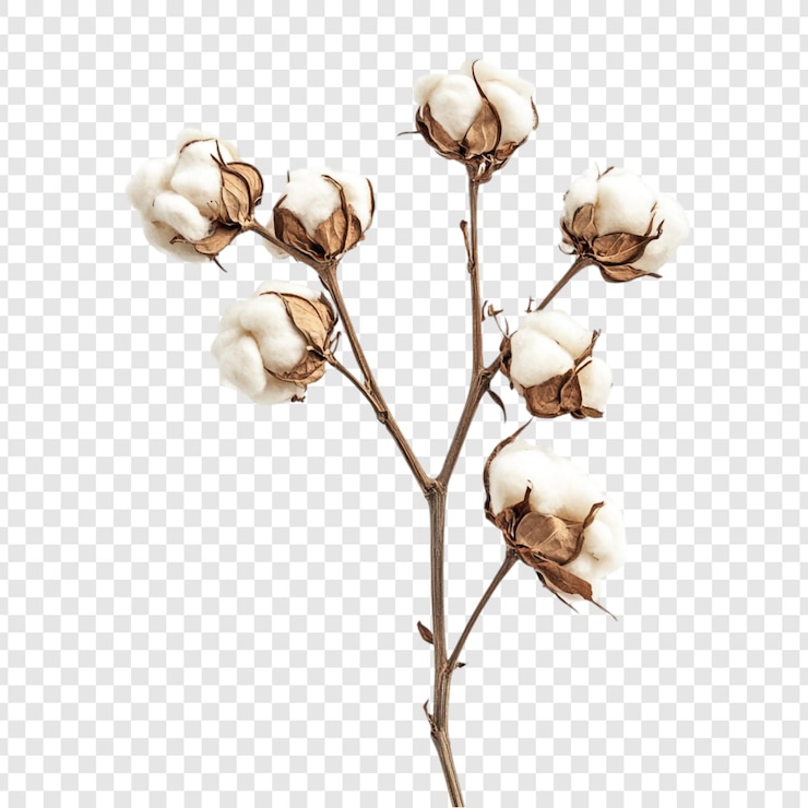 PSD elegante fotografía de naturaleza muerta de la rama de algodón
