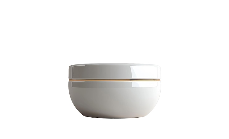 PSD elegante frasco de cosméticos branco com acabamento dourado