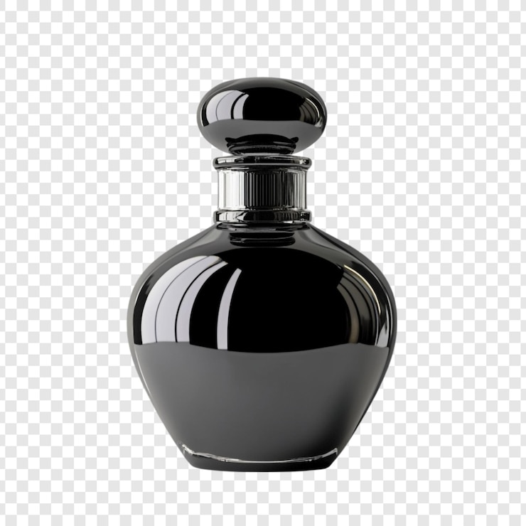 PSD elegante garrafa de perfume preto uma fragrância luxuosa