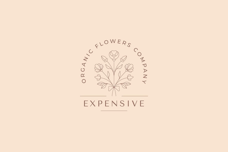 PSD elegante gartenblume natürlicher blumenstrauß minimalistisches dekoratives design logo platz für text