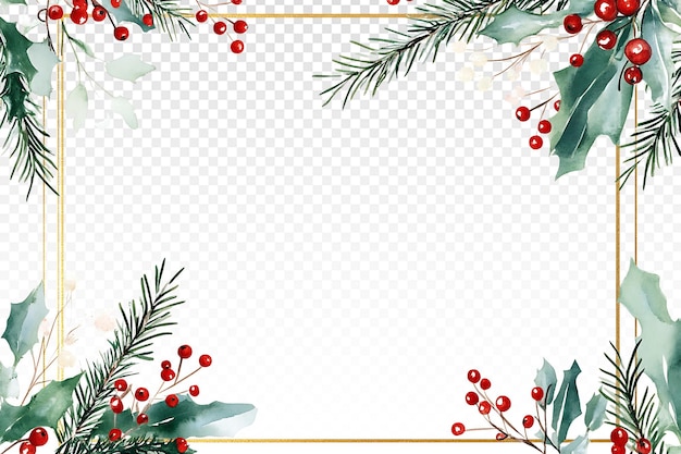 Elegante goldene Grenze mit Weihnachts-Mistel und Beeren