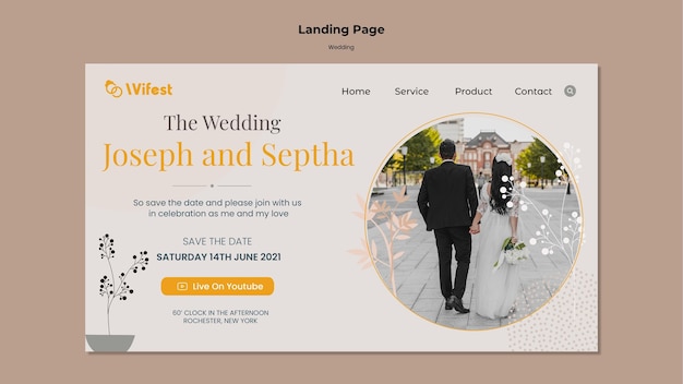 PSD elegante hochzeit landing page vorlage