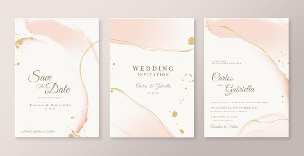 Elegante Hochzeitseinladungsschablone mit beigem Aquarell