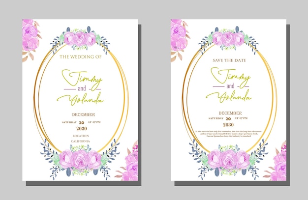 Elegante Hochzeitseinladungsvorlage mit rosa Blume Premium Psd