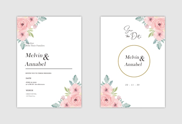 Elegante Hochzeitseinladungsvorlage Premium Psd