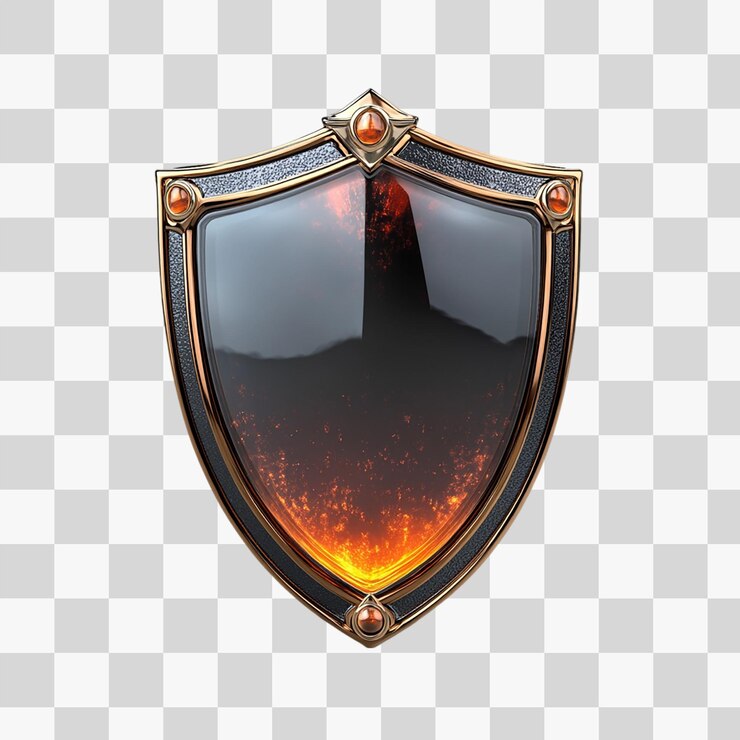PSD elegante icono de escudo metálico 3d con un acabado brillante para ilustraciones modernas