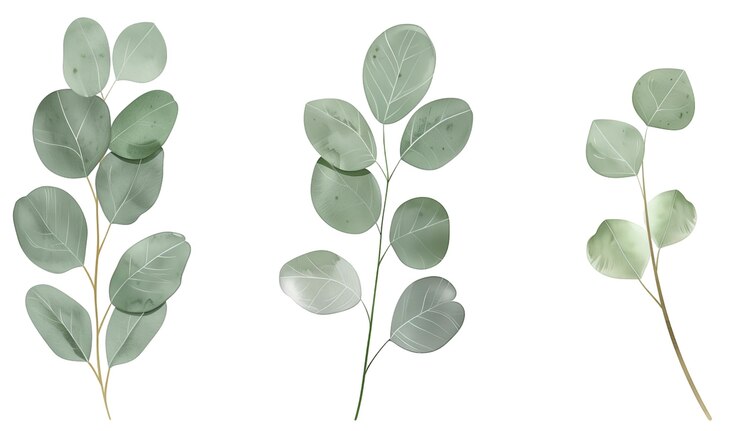 PSD une élégante illustration botanique à l'aquarelle avec des brindilles de feuilles vertes