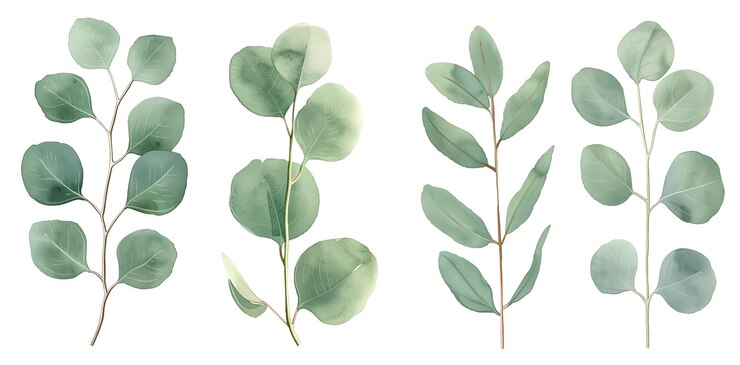 PSD une élégante illustration botanique à l'aquarelle avec des brindilles de feuilles vertes