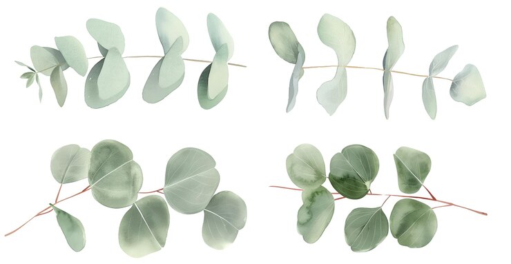 PSD une élégante illustration botanique à l'aquarelle avec des brindilles de feuilles vertes