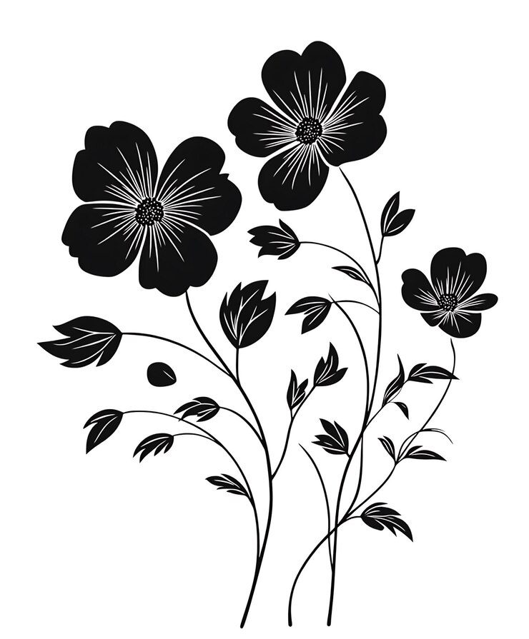 PSD une élégante illustration florale monochrome