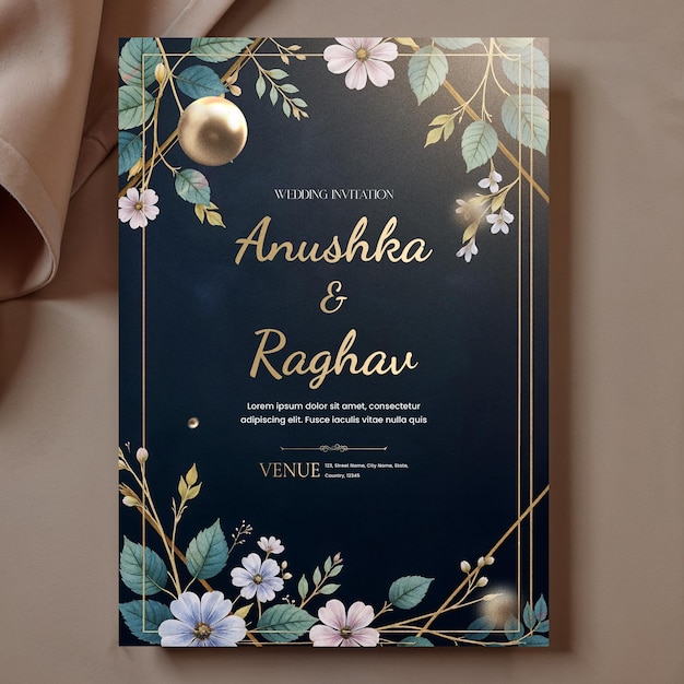 Une élégante invitation de mariage florale
