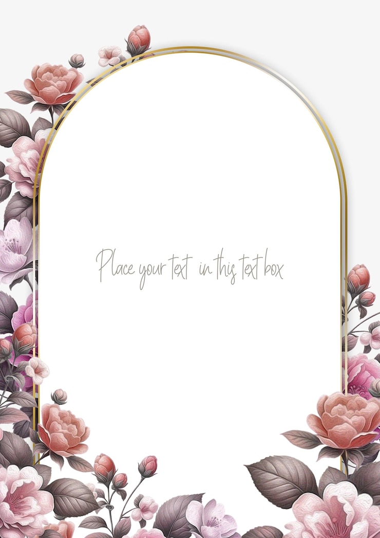 PSD elegante invito a cornice floreale con rose e peonie