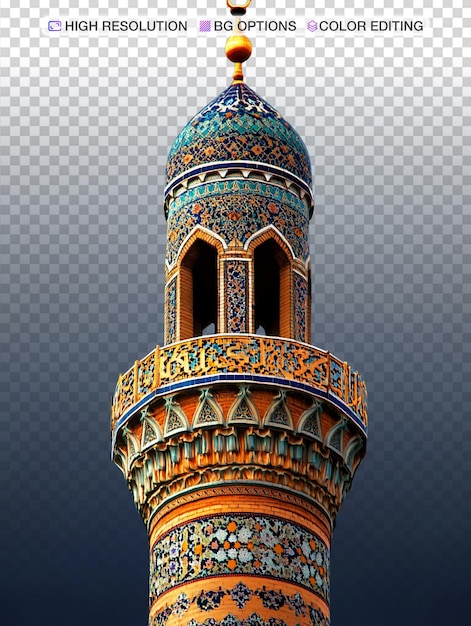 Elegante islamische Minarettgestaltung vor einem klaren blauen Himmel