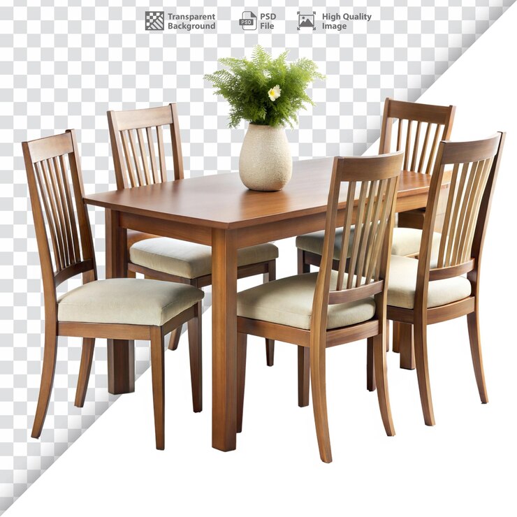 PSD elegante juego de mesa de mesa de madera