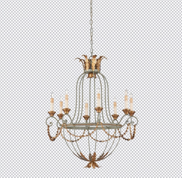 Elegante lampadario d'epoca con accenti d'oro e candele
