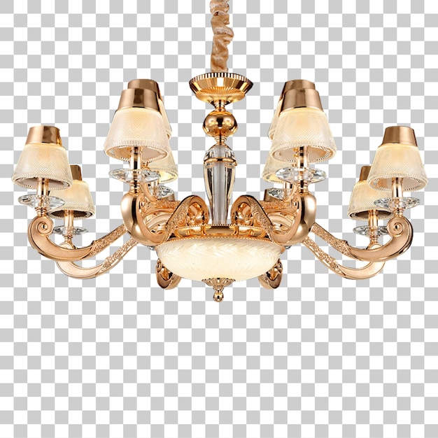 Elegante lampadario d'oro di cristallo